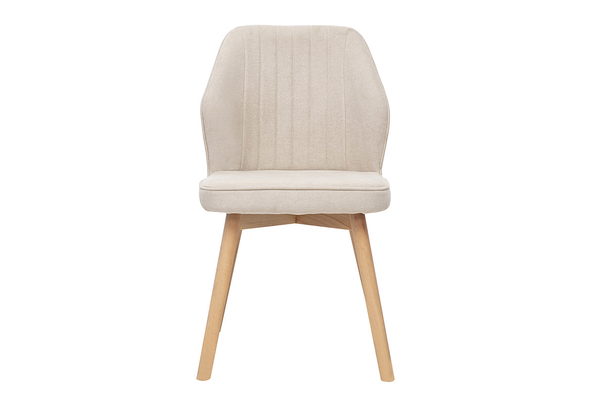 Chaises design en tissu effet velours beige et bois clair (lot de 2) FANETTE