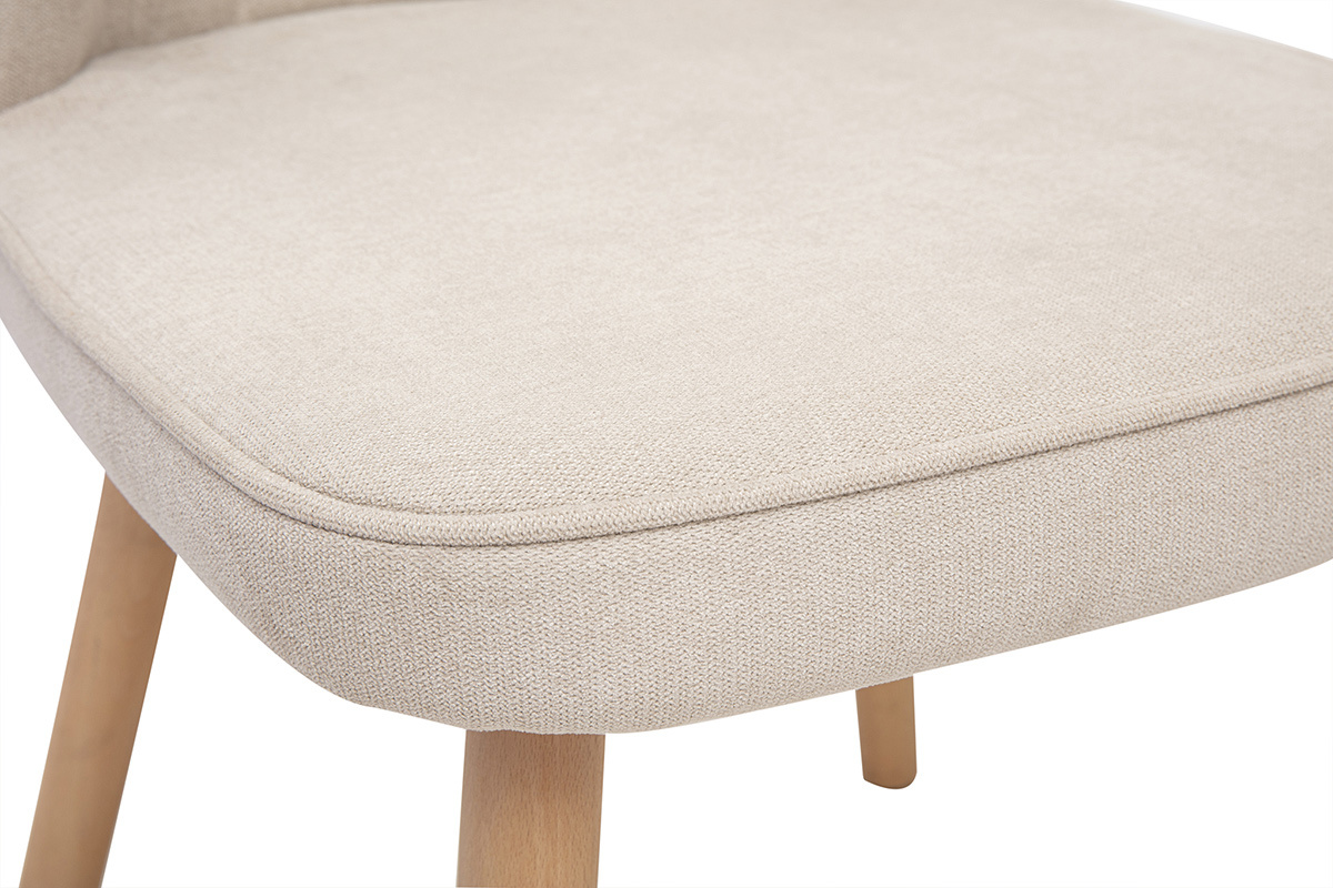 Chaises design en tissu effet velours beige et bois clair (lot de 2) FANETTE