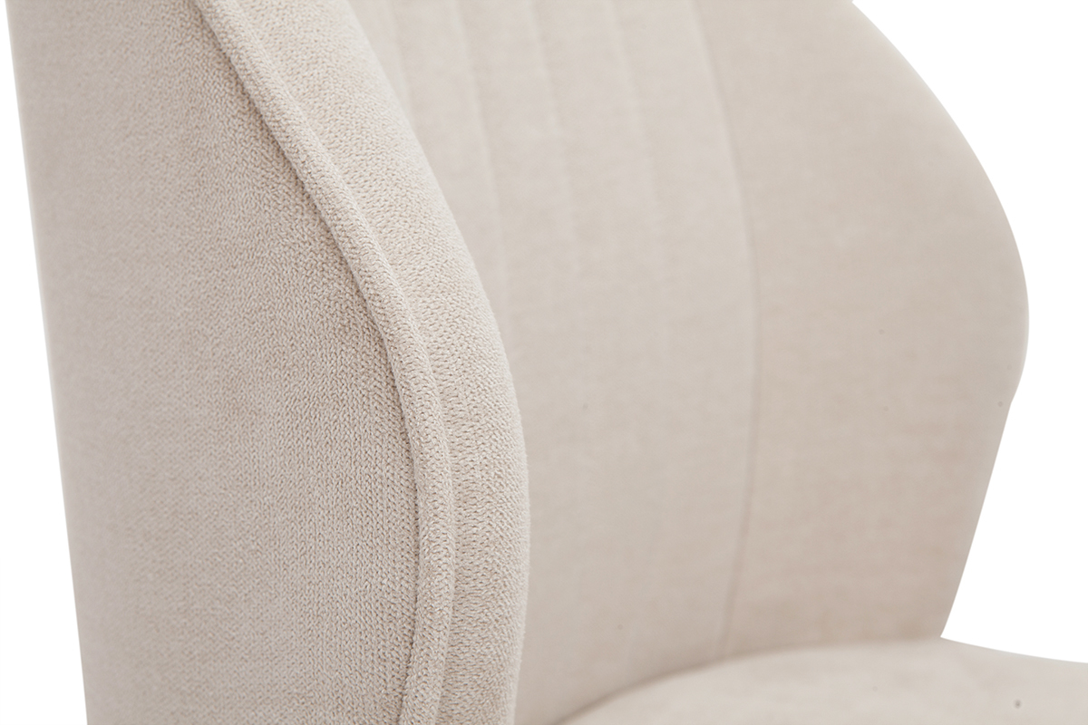 Chaises design en tissu effet velours beige et mtal noir (lot de 2) FANETTE