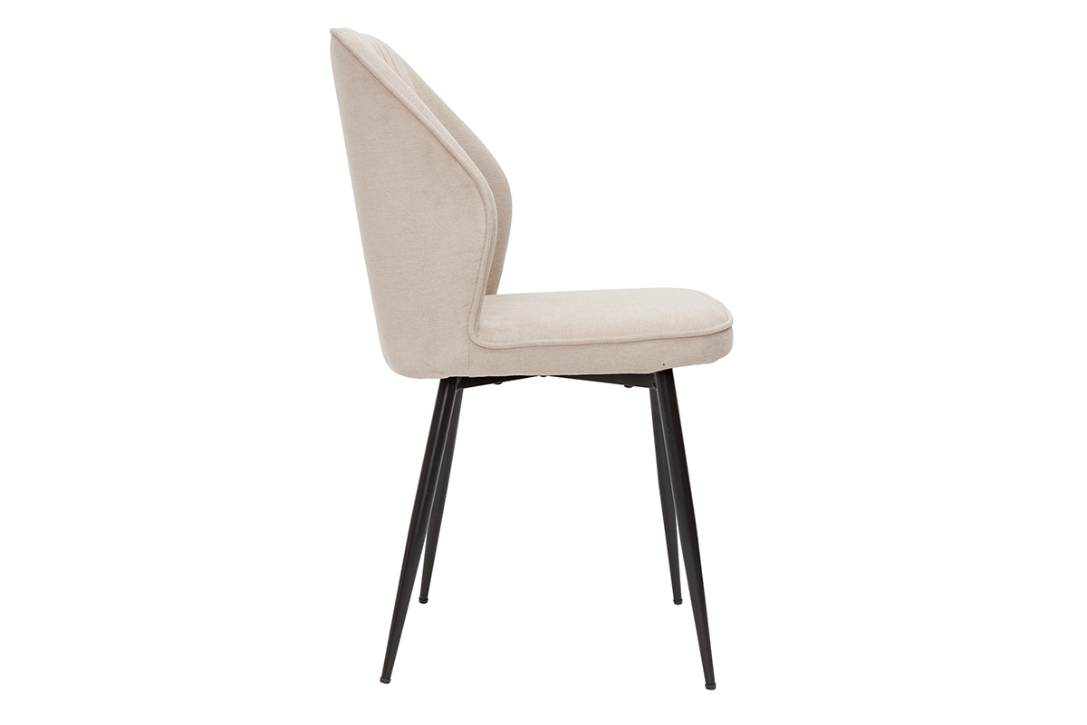 Chaises design en tissu effet velours beige et mtal noir (lot de 2) FANETTE
