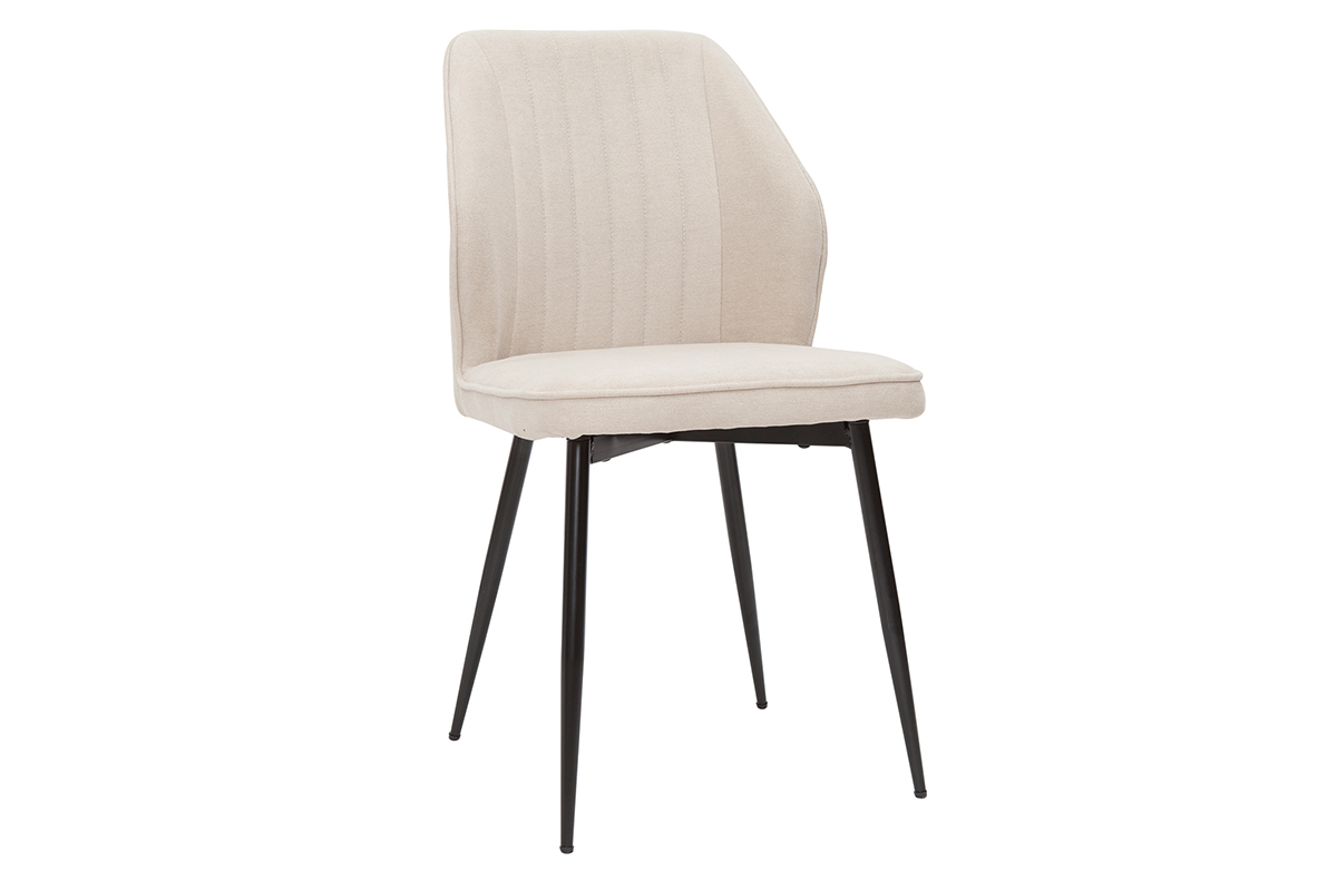 Chaises design en tissu effet velours beige et mtal noir (lot de 2) FANETTE