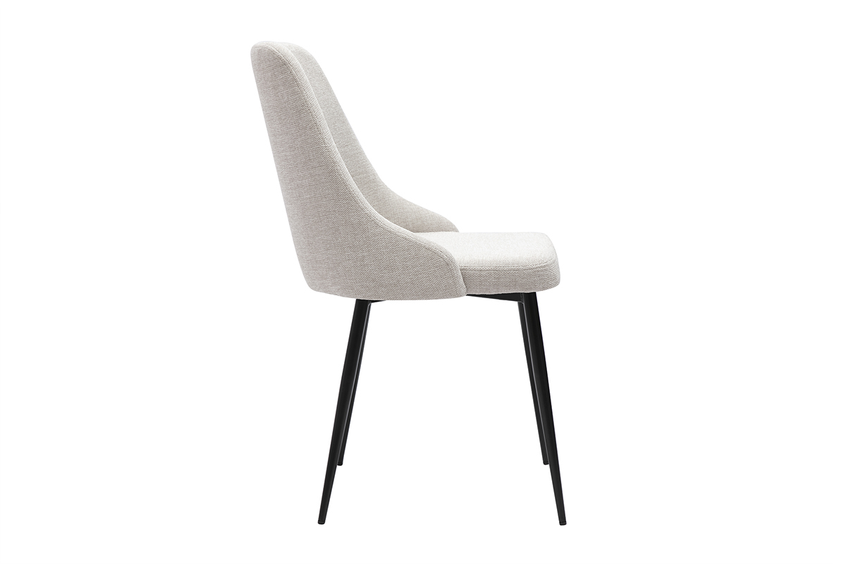 Chaises design en tissu effet velours beige naturel et mtal noir (lot de 2) CULT