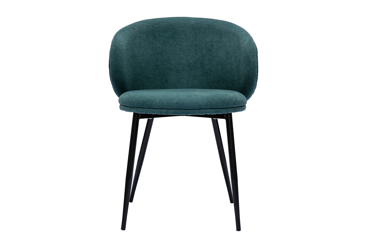 Chaises design en tissu effet velours bleu canard et mtal noir (lot de 2) ROSALIE