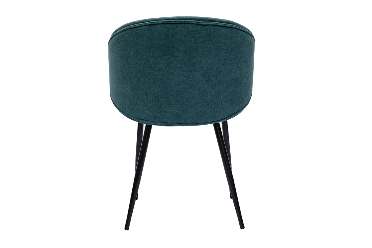 Chaises design en tissu effet velours bleu canard et mtal noir (lot de 2) ROSALIE