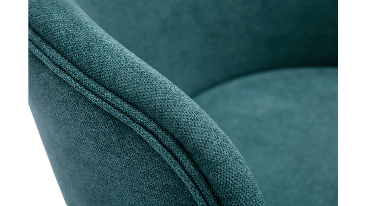 Chaises design en tissu effet velours bleu canard et mtal noir (lot de 2) ROSALIE