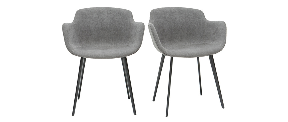 Chaises design en tissu effet velours gris (lot de 2) SAKE