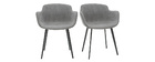 Chaises design en tissu effet velours gris (lot de 2) SAKE