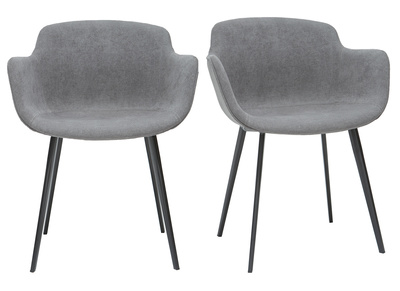 Chaises design en tissu effet velours gris (lot de 2) SAKE