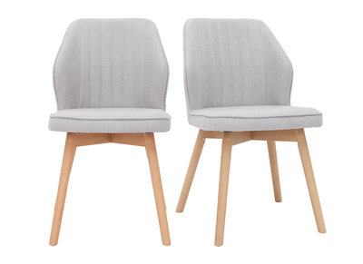 Chaises design en tissu effet velours gris et bois clair (lot de 2) FANETTE