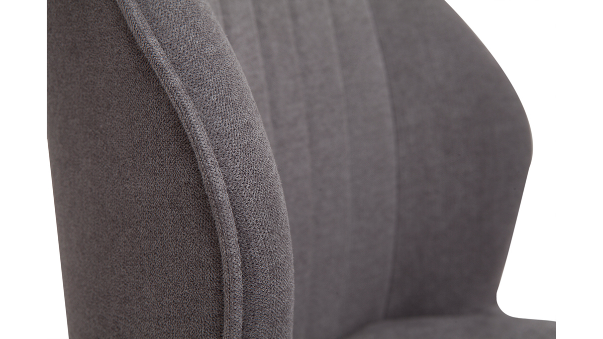 Chaises design en tissu effet velours gris et mtal noir (lot de 2) FANETTE