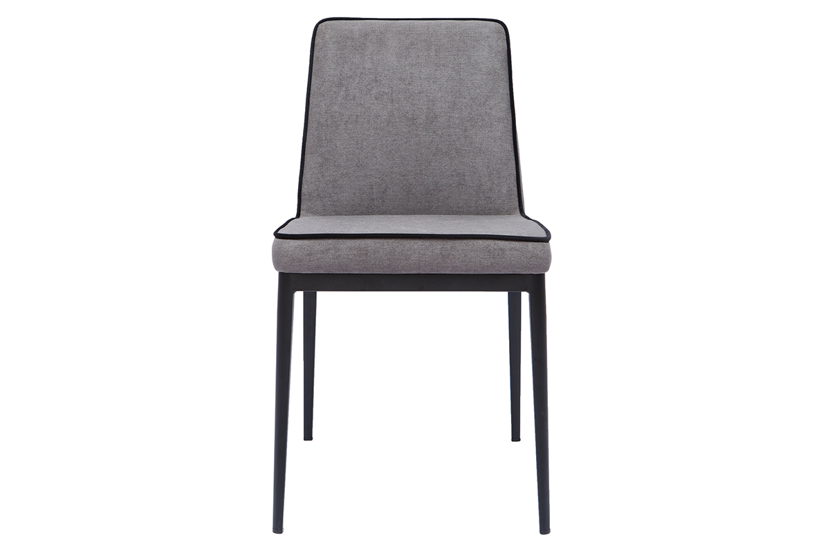 Chaises design en tissu effet velours gris et mtal noir (lot de 2) LONDON