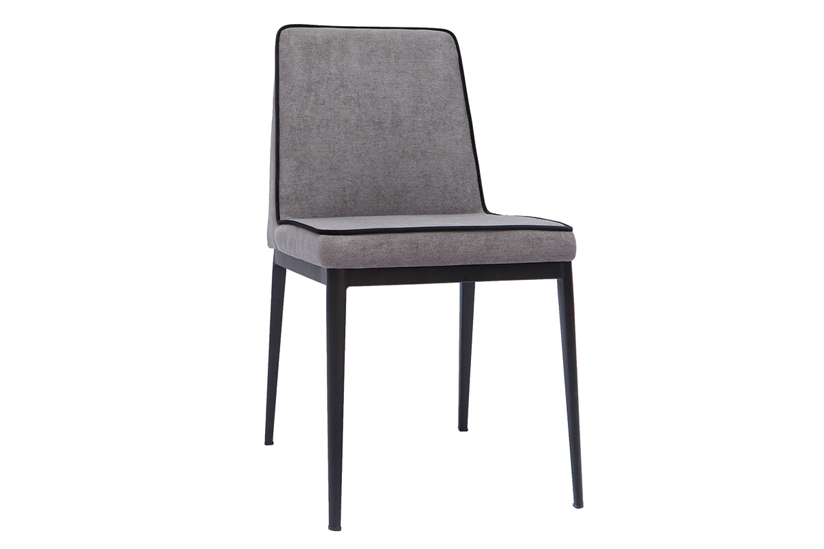 Chaises design en tissu effet velours gris et mtal noir (lot de 2) LONDON