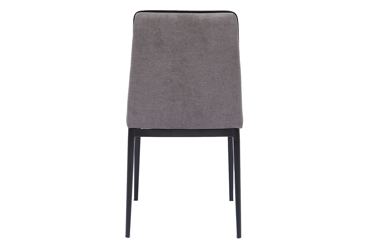 Chaises design en tissu effet velours gris et mtal noir (lot de 2) LONDON