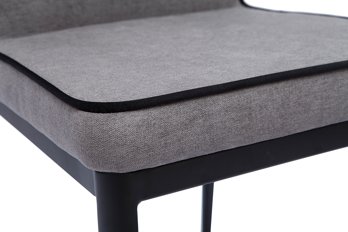 Chaises design en tissu effet velours gris et mtal noir (lot de 2) LONDON
