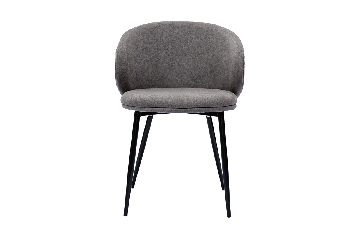 Chaises design en tissu effet velours gris et mtal noir (lot de 2) ROSALIE