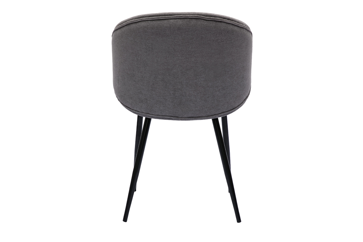 Chaises design en tissu effet velours gris et mtal noir (lot de 2) ROSALIE