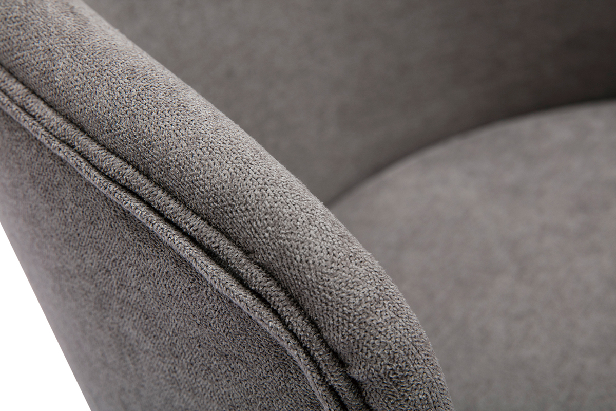 Chaises design en tissu effet velours gris et mtal noir (lot de 2) ROSALIE