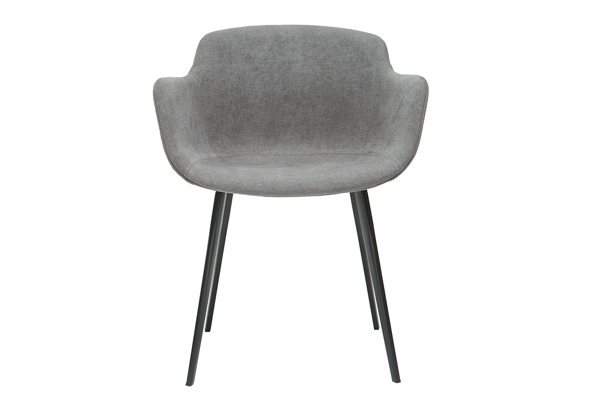 Chaises design en tissu effet velours gris et mtal noir (lot de 2) SAKE