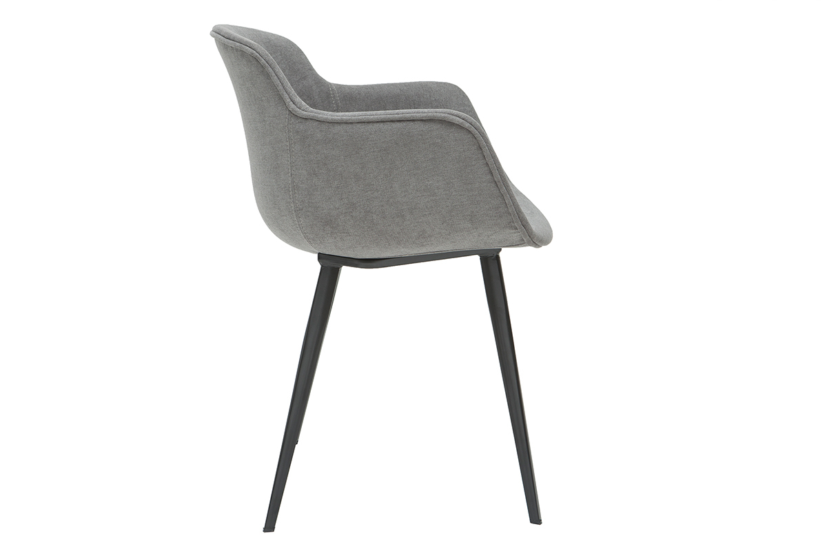 Chaises design en tissu effet velours gris et mtal noir (lot de 2) SAKE