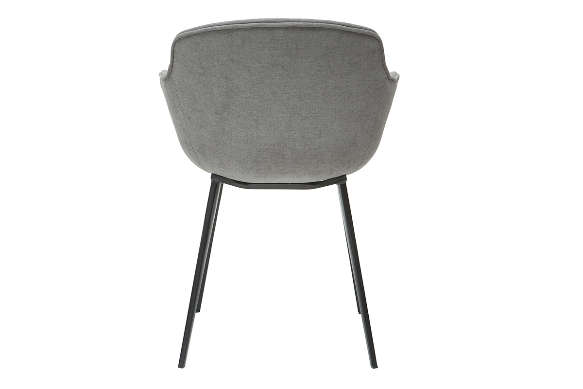 Chaises design en tissu effet velours gris et mtal noir (lot de 2) SAKE