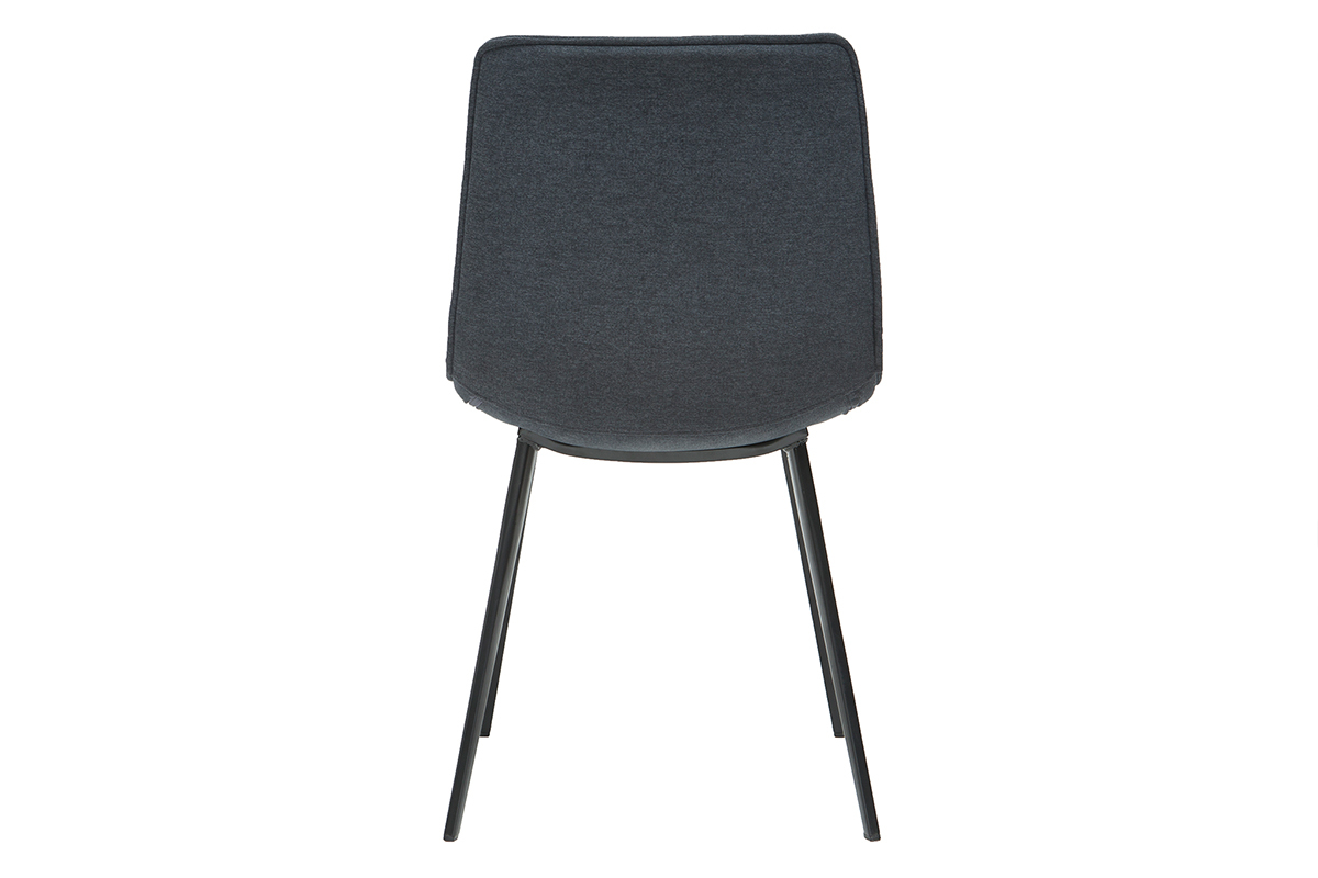 Chaises design en tissu effet velours gris fonc et mtal noir (lot de 2) PARKER