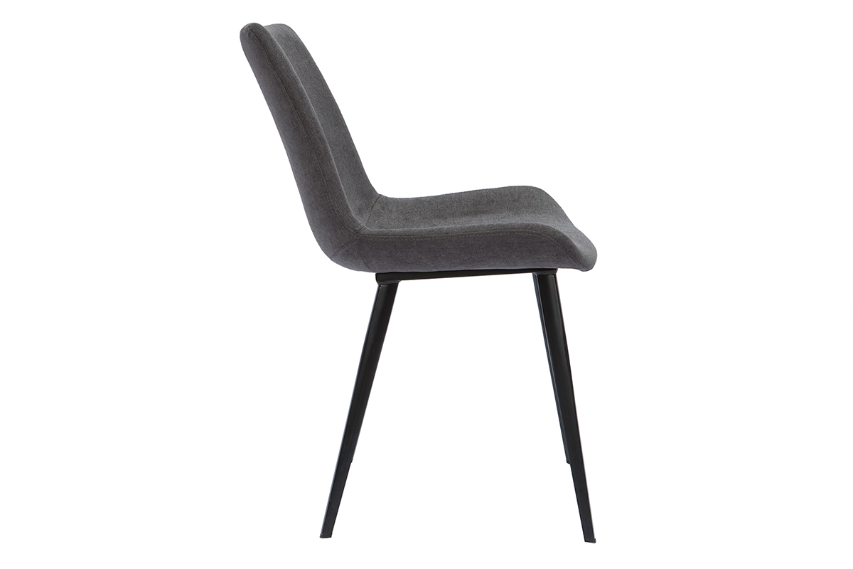 Chaises design en tissu effet velours gris fonc et mtal noir (lot de 2) RIOT