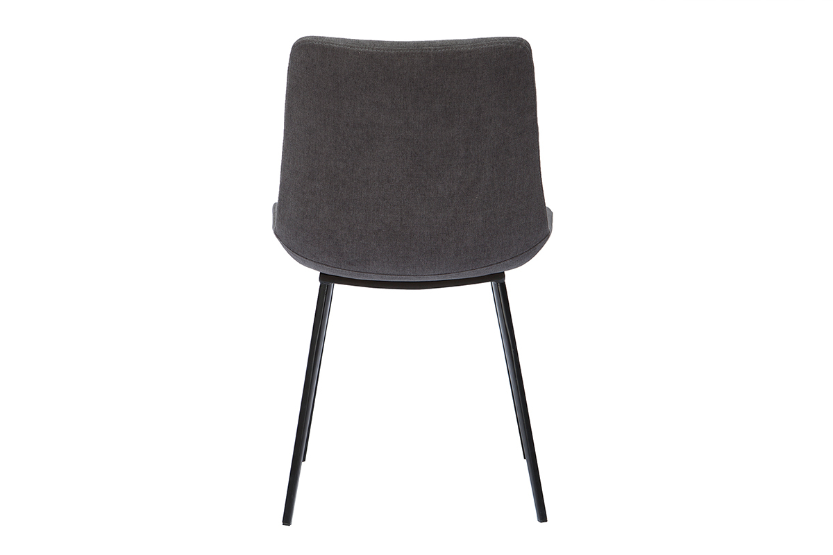 Chaises design en tissu effet velours gris fonc et mtal noir (lot de 2) RIOT