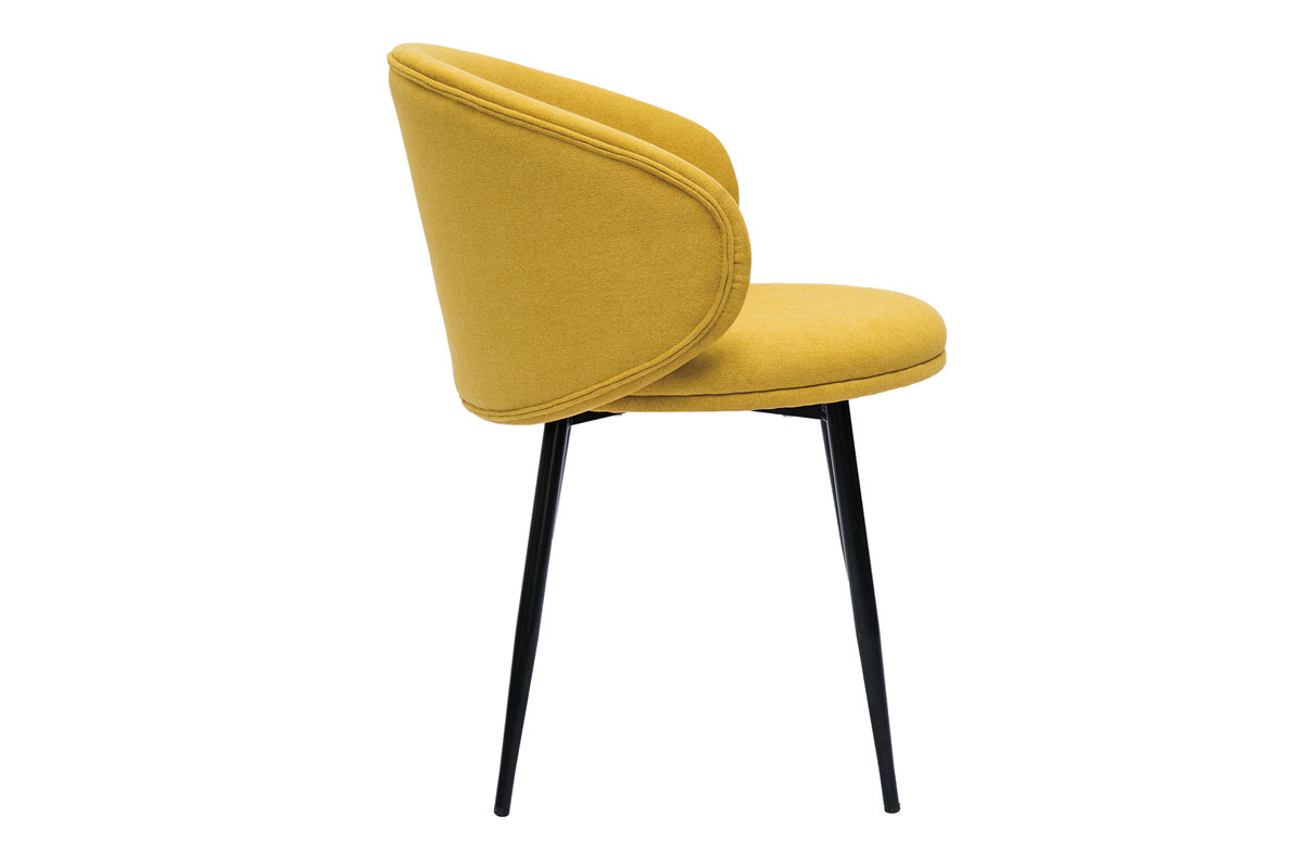 Chaises design en tissu effet velours jaune moutarde et mtal noir (lot de 2) ROSALIE