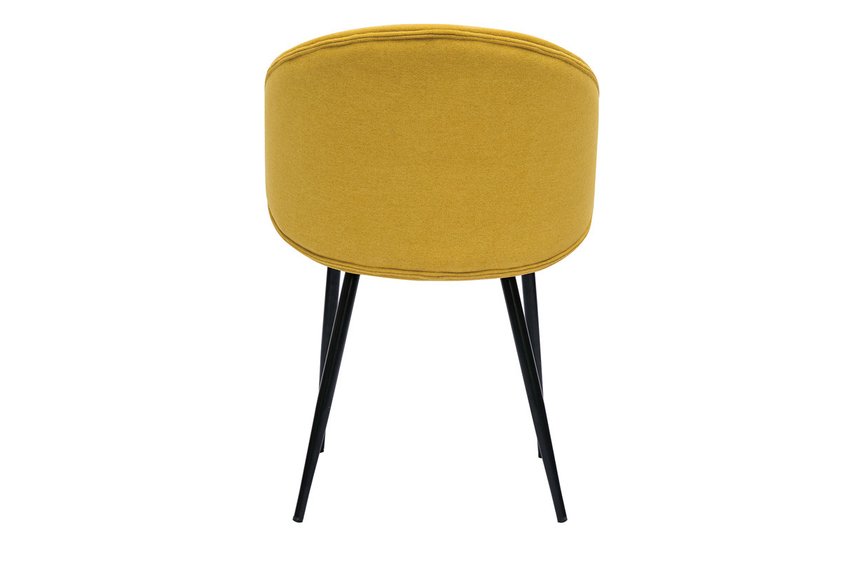Chaises design en tissu effet velours jaune moutarde et mtal noir (lot de 2) ROSALIE