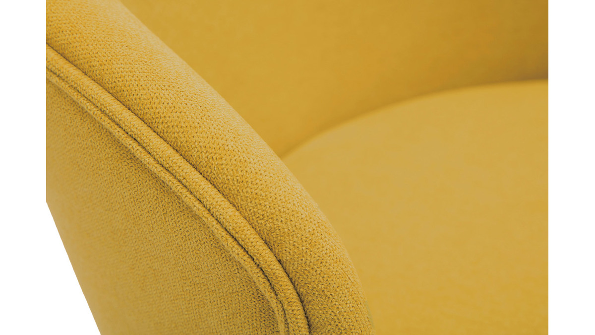 Chaises design en tissu effet velours jaune moutarde et mtal noir (lot de 2) ROSALIE