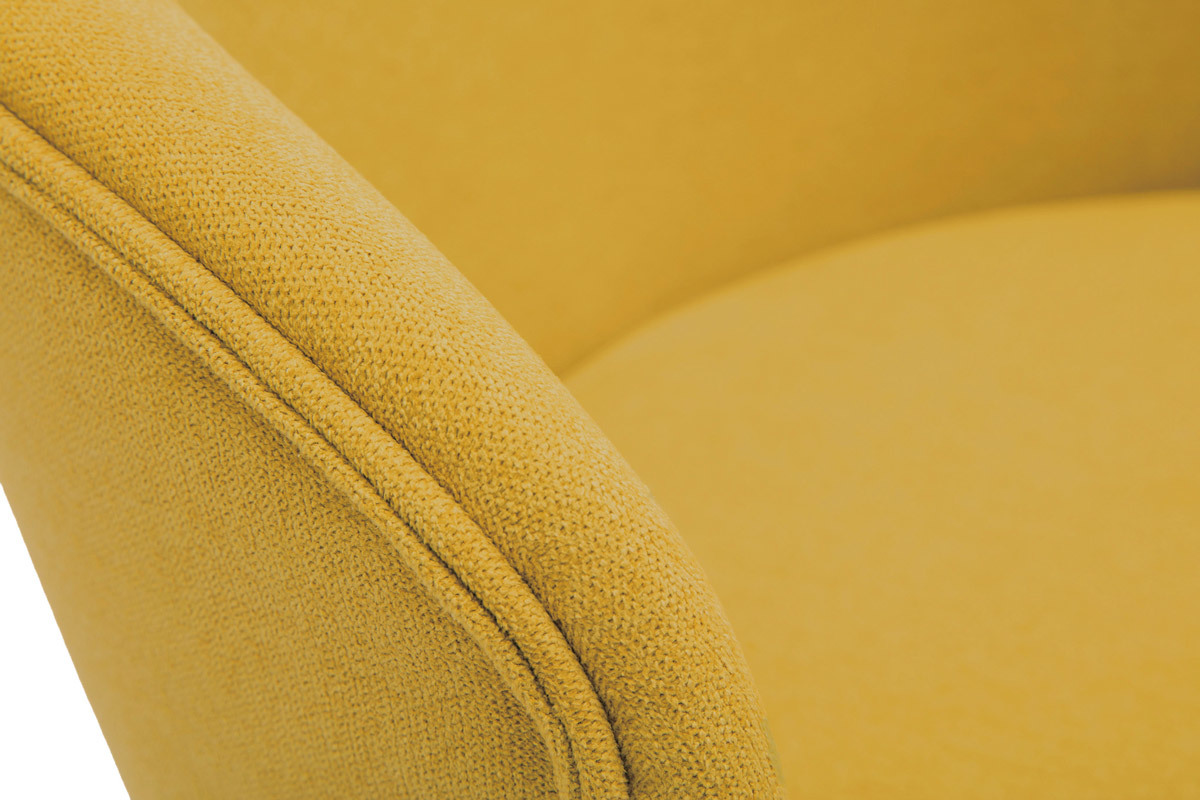 Chaises design en tissu effet velours jaune moutarde et mtal noir (lot de 2) ROSALIE