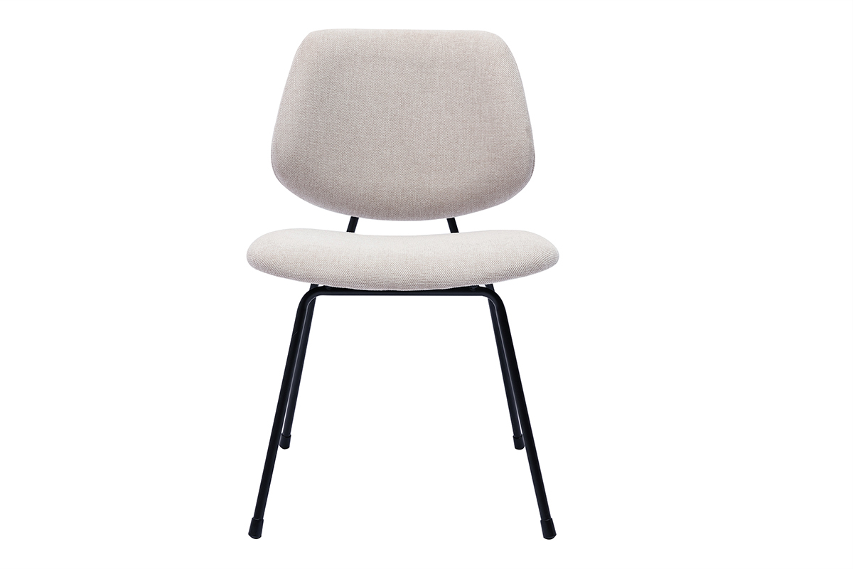 Chaises design en tissu effet velours textur beige et mtal noir (lot de 2) BARNET