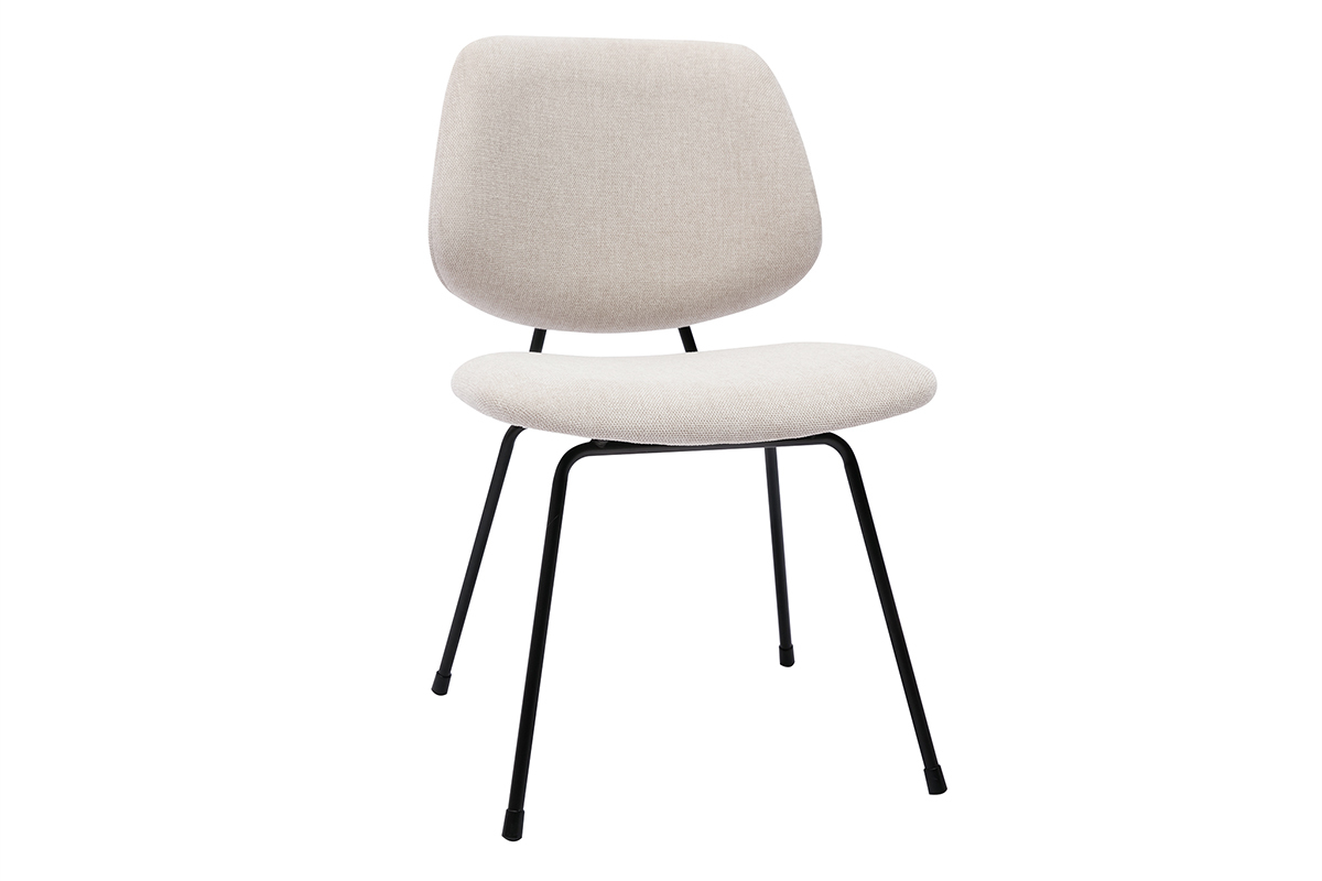 Chaises design en tissu effet velours textur beige et mtal noir (lot de 2) BARNET