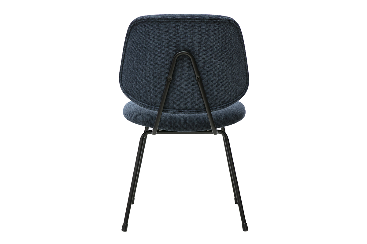 Chaises design en tissu effet velours textur� bleu fonc� et m�tal noir (lot de 2) BARNET