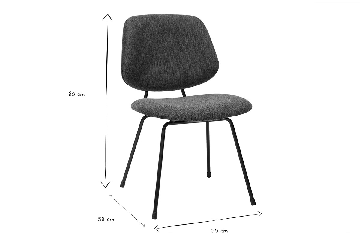Chaises design en tissu effet velours textur� bleu fonc� et m�tal noir (lot de 2) BARNET