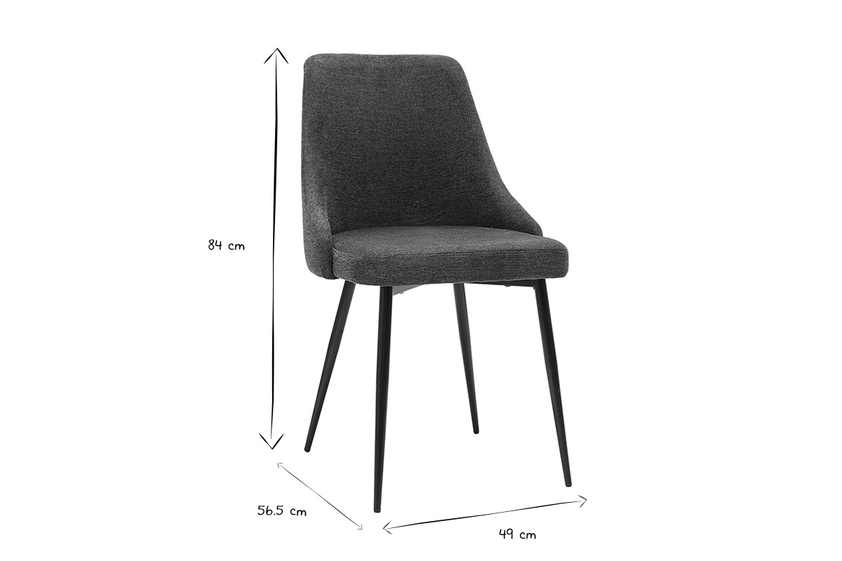 Chaises design en tissu effet velours textur� bleu fonc� et m�tal noir (lot de 2) CULT