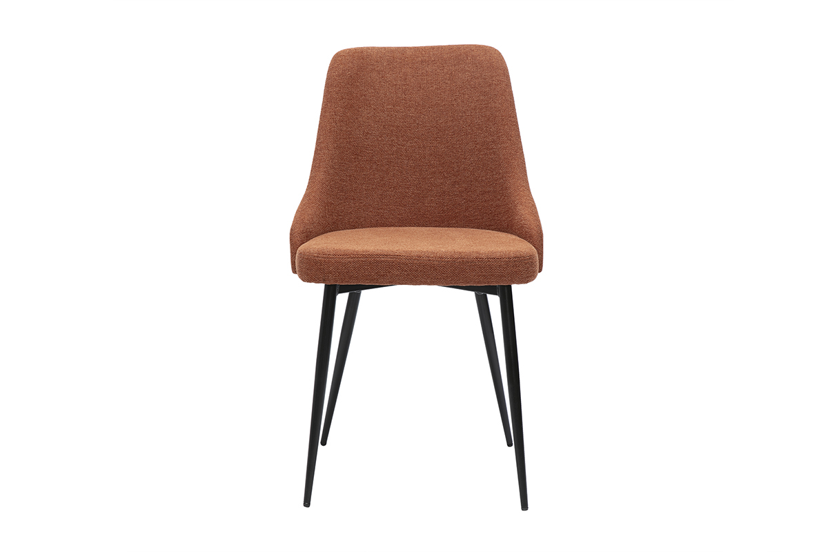 Chaises design en tissu effet velours textur terre brle et mtal noir (lot de 2) CULT