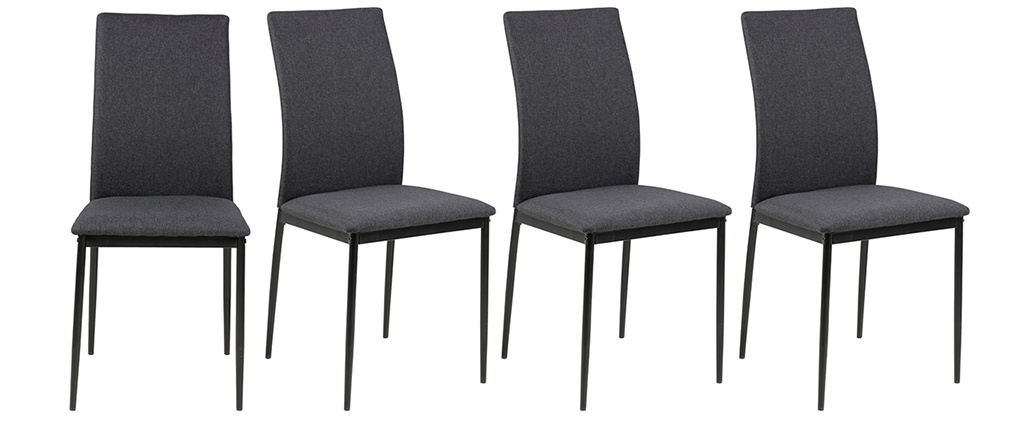 Chaises design en tissu gris anthracite (Lot de 4) LUCKY