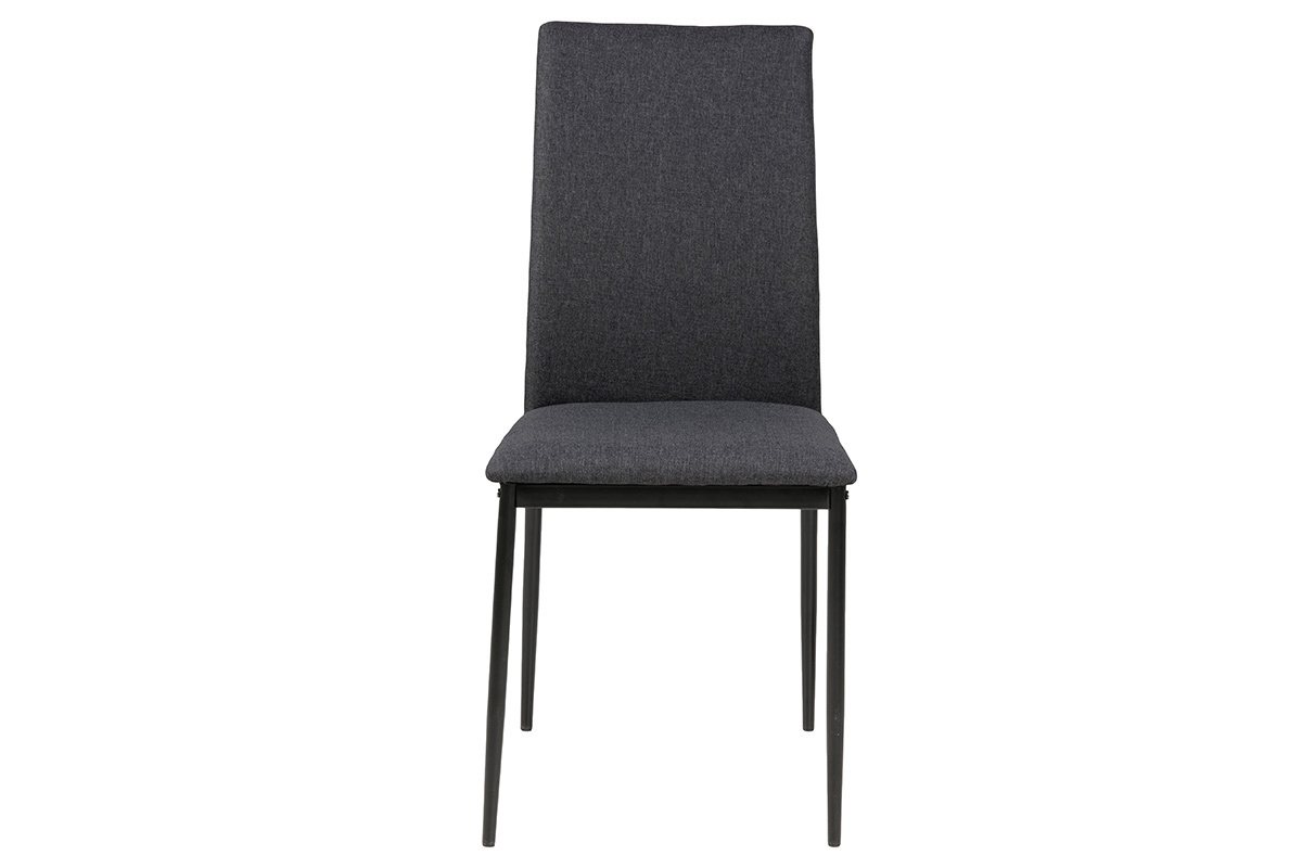 Chaises design en tissu gris anthracite et mtal noir (Lot de 4) LUCKY