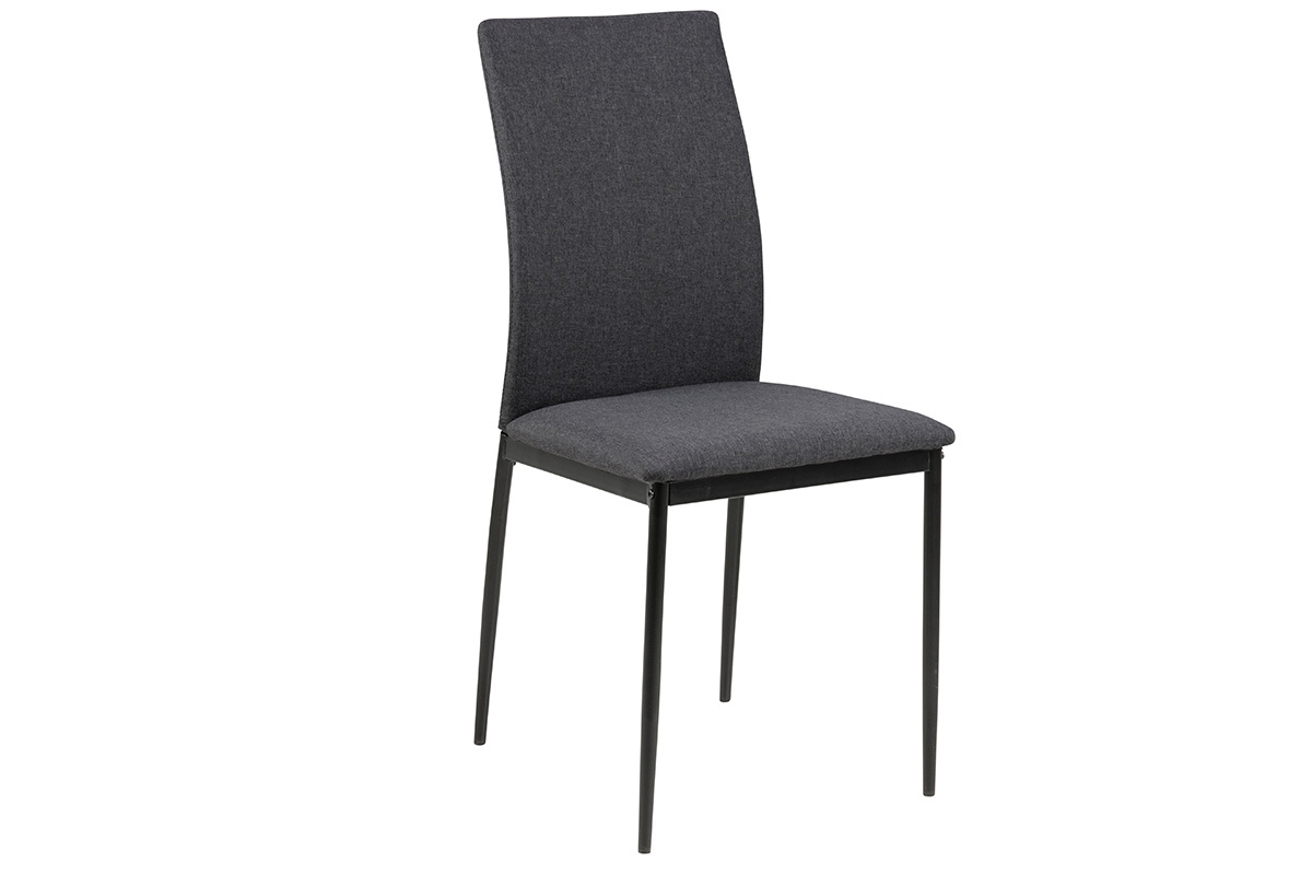Chaises design en tissu gris anthracite et mtal noir (Lot de 4) LUCKY