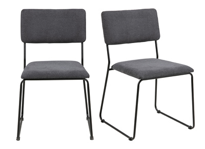 Chaises design en tissu gris et m&eacute;tal (lot de 2) FLORE