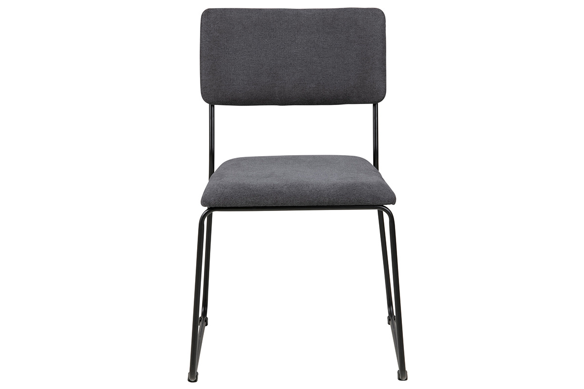 Chaises design en tissu gris et m�tal noir (lot de 2) FLORE