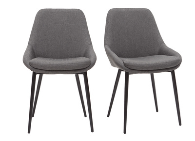 Chaises design en tissu gris et métal noir (lot de 2) HOLO