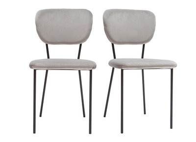 Chaises design en tissu gris et structure en m&eacute;tal noir (lot de 2) LEPIDUS