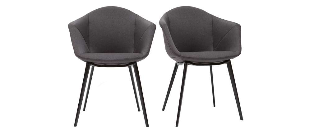 Chaises design en tissu gris fonc� et m�tal (lot de 2) TAYA
