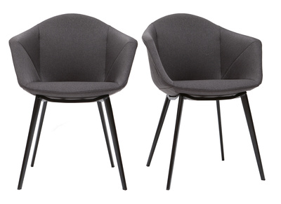 Chaises design en tissu gris fonc&eacute; et m&eacute;tal (lot de 2) TAYA