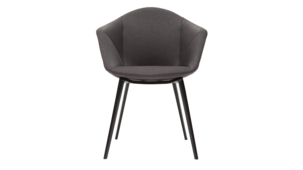 Chaises design en tissu gris fonc et mtal noir (lot de 2) TAYA