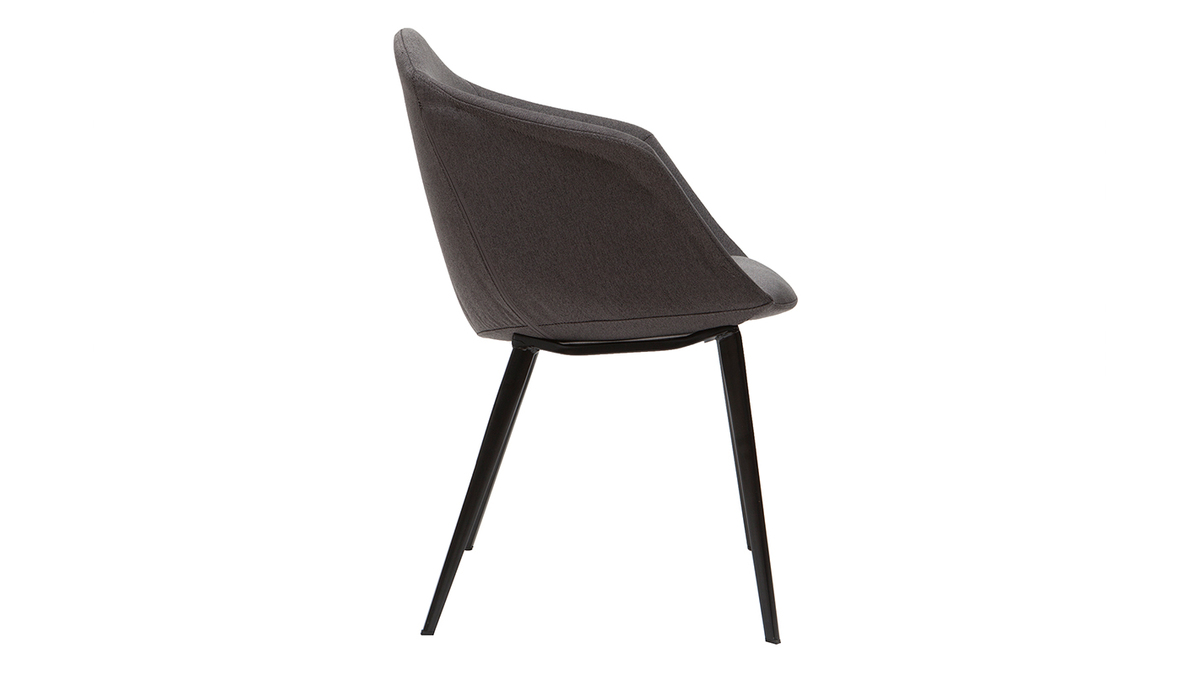Chaises design en tissu gris fonc et mtal noir (lot de 2) TAYA