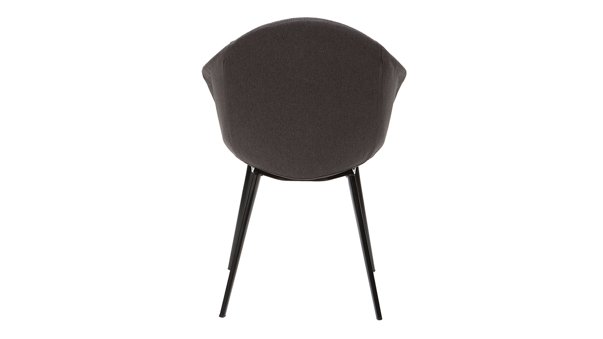 Chaises design en tissu gris fonc et mtal noir (lot de 2) TAYA
