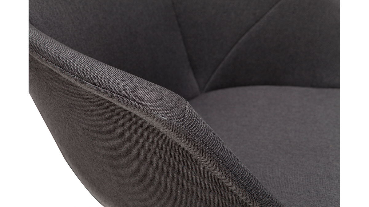 Chaises design en tissu gris fonc et mtal noir (lot de 2) TAYA